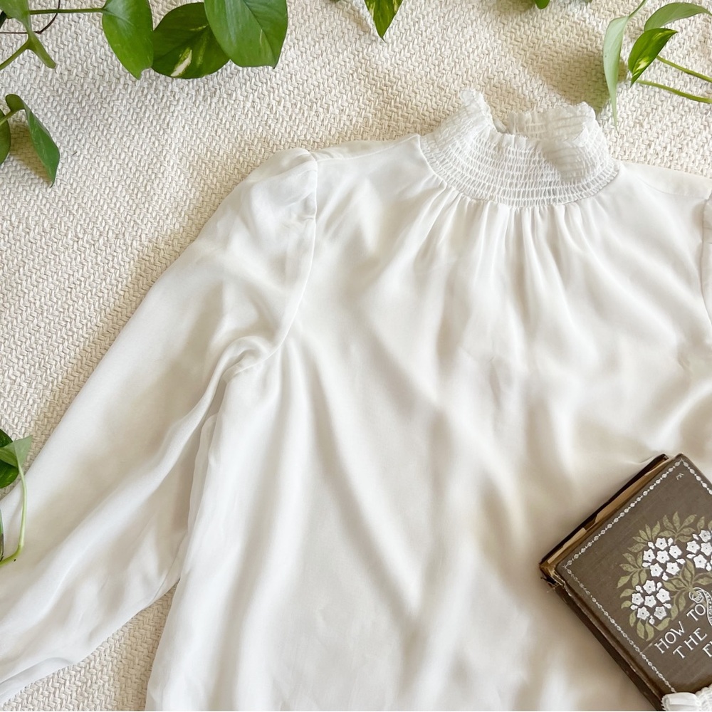 Maison d’Amélie Paris White Balloon Sleeve Chiffon Blouse XS - Picture 6 of 8